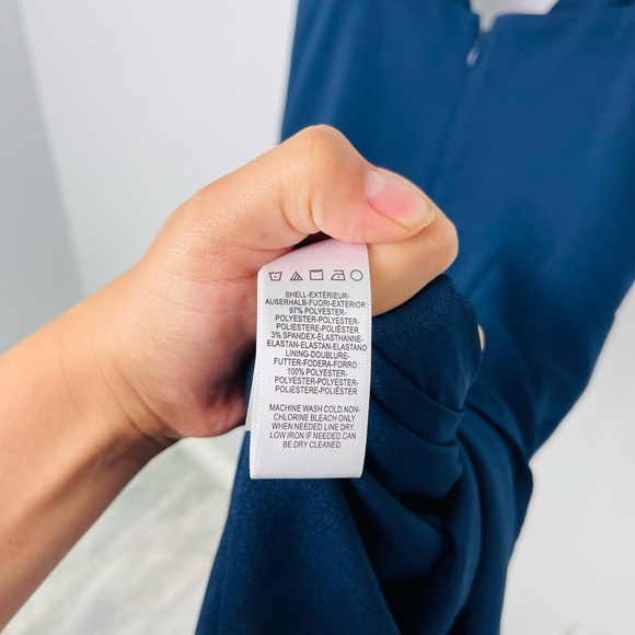 Dress the Population Navy Blue faux wrap Asymmetrical pleated dress - Picture 8 of 8